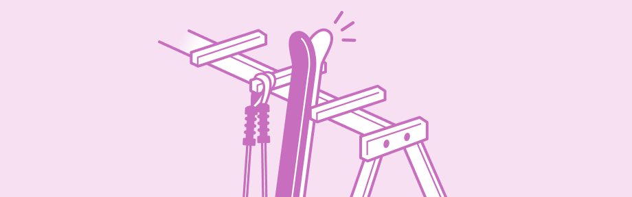 スキー・スノーボードは決められた場所に置こう！